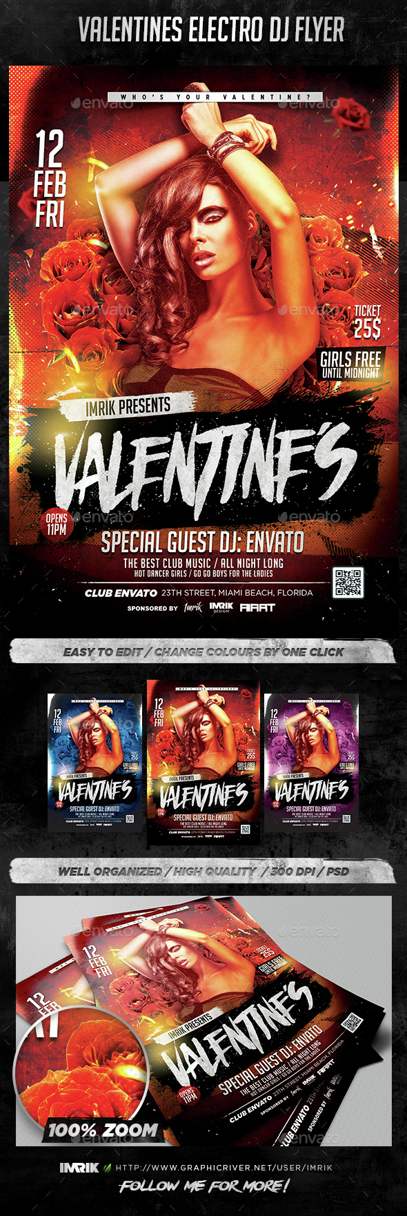 Valentines Electro DJ Flyer - Events Flyers