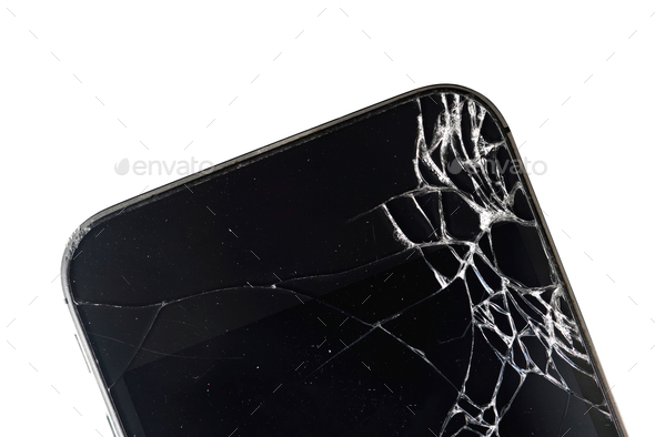 broken cell phone screen - Stock Photo - Images