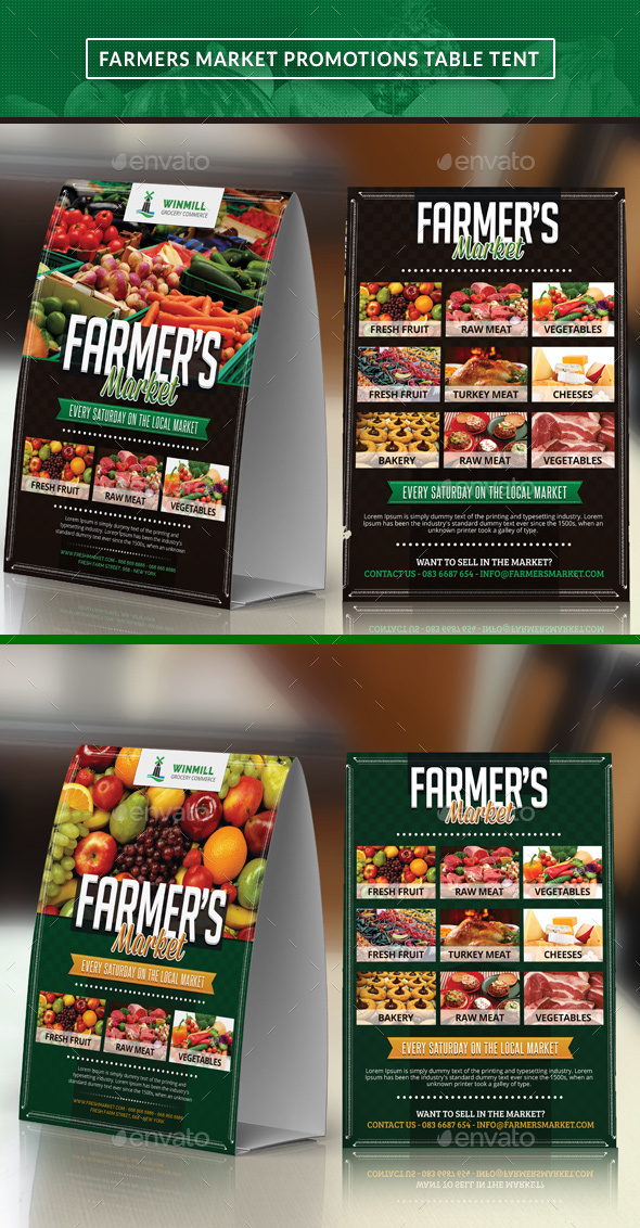 Farmer's Market Table Tent - Food Menus Print Templates