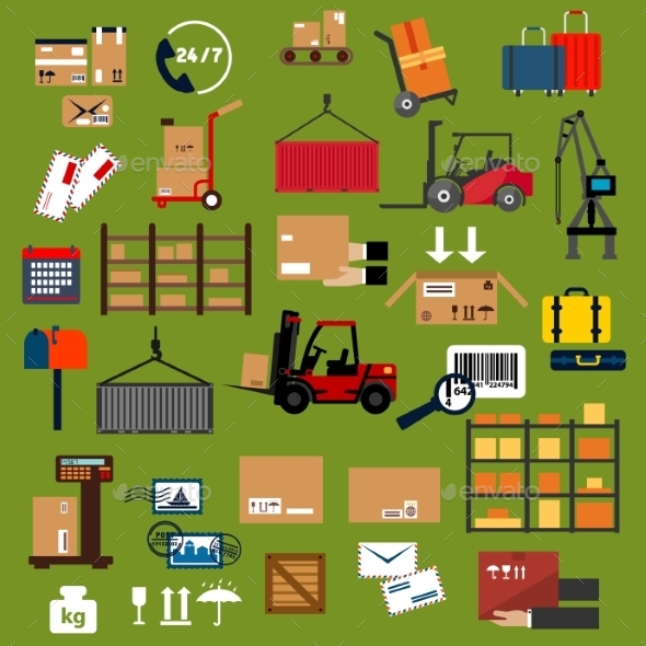 Storage Delivery and Logistics Flat Icons - Concepts Business