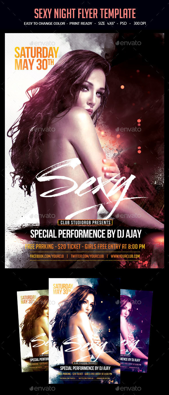 Sexy Night Flyer Template - Clubs & Parties Events