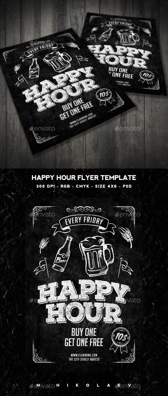 Happy Hour Flyer - Clubs & Parties Events