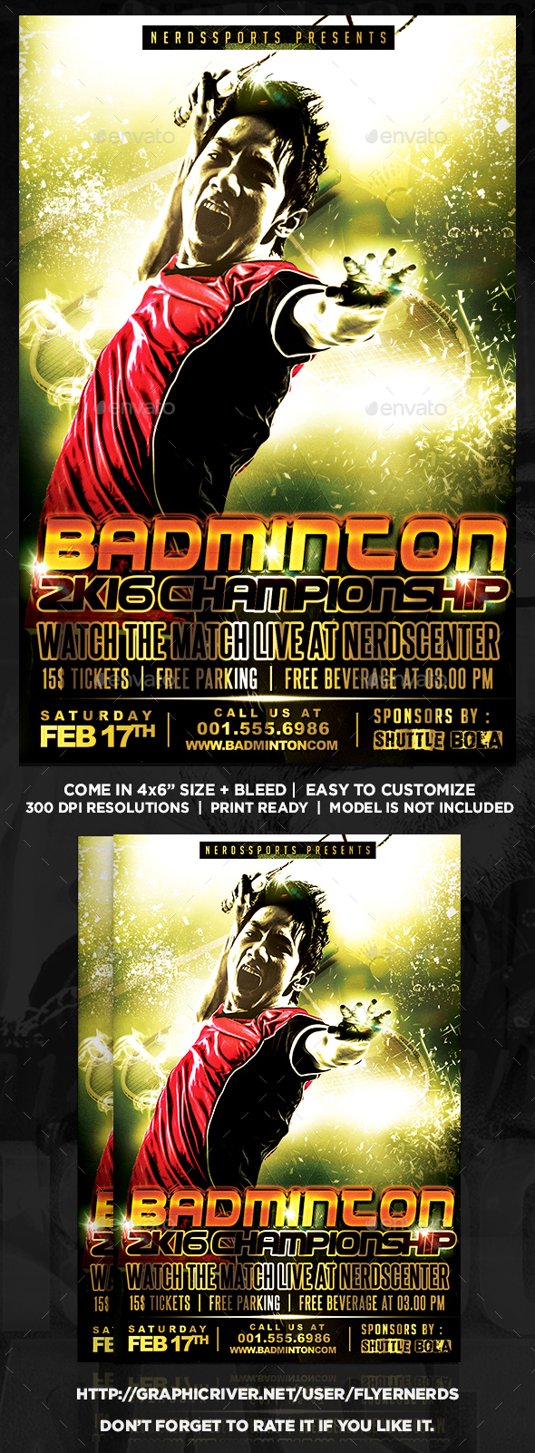 Badminton Championships 2K16 Sports Flyer - Sports Events