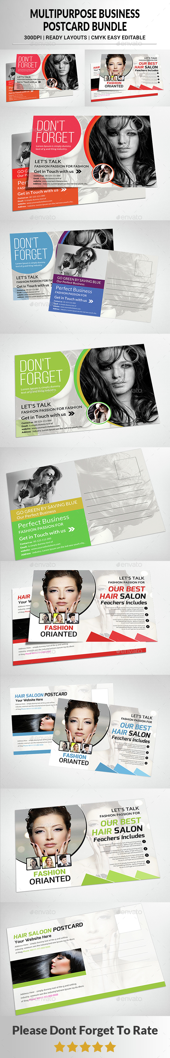 Multipurpose Business Postcard Bundle - Cards & Invites Print Templates