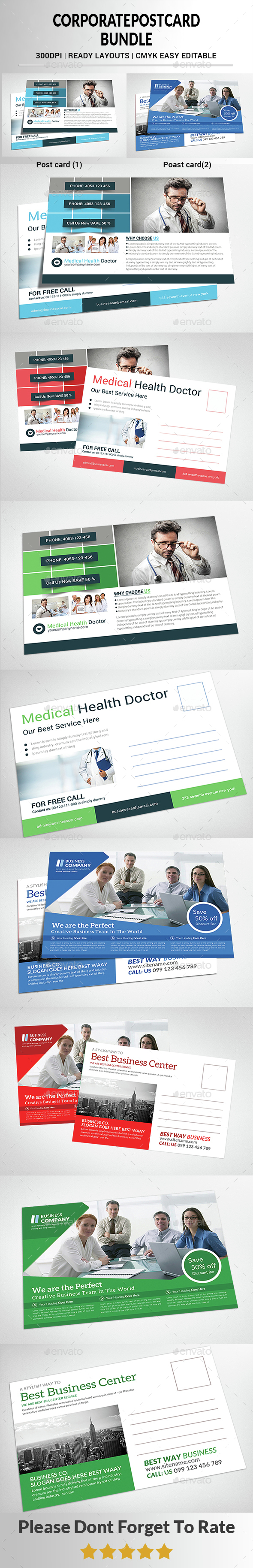 Multipurpose Business Postcard Bundle - Cards & Invites Print Templates