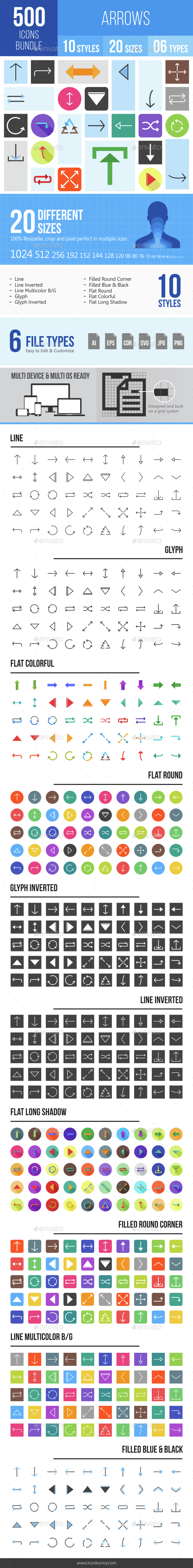 500 Arrows Icons Bundle - Icons