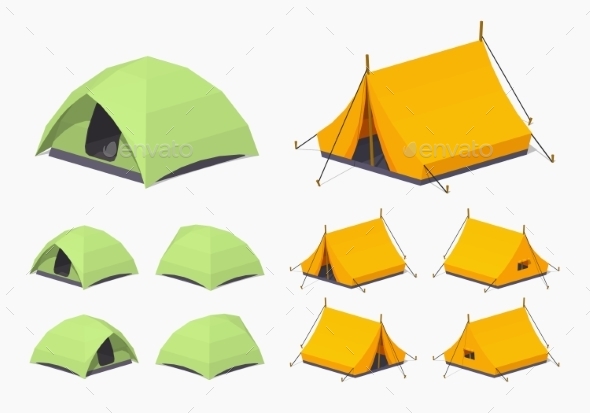 Green and Orange Camping Tents - Travel Conceptual