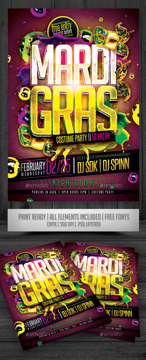 Mardi Gras Flyer - Events Flyers