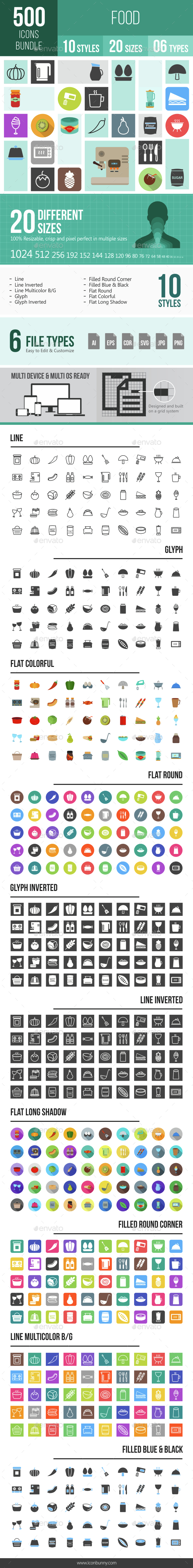 500 Food Icons Bundle - Icons