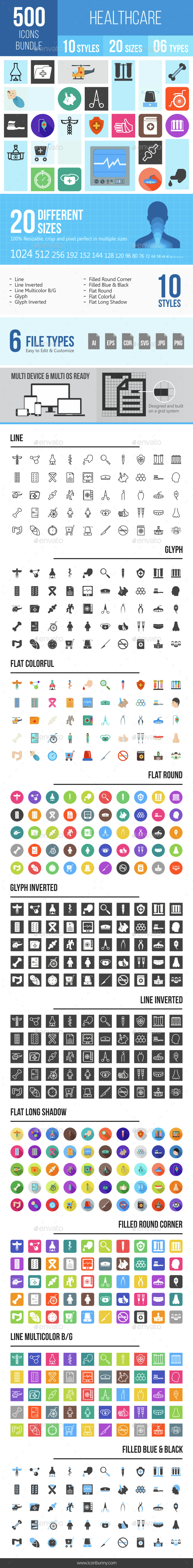 500 Healthcare Icons Bundle - Icons