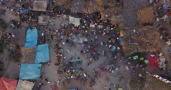 Aerial shot of a crowded marketplace in Dodoma, Tanzania, Africa. 4K alt