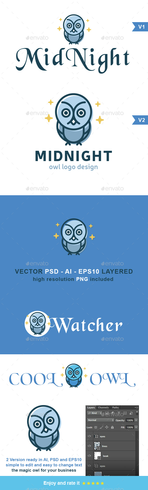Midnight Owl - Animals Logo Templates