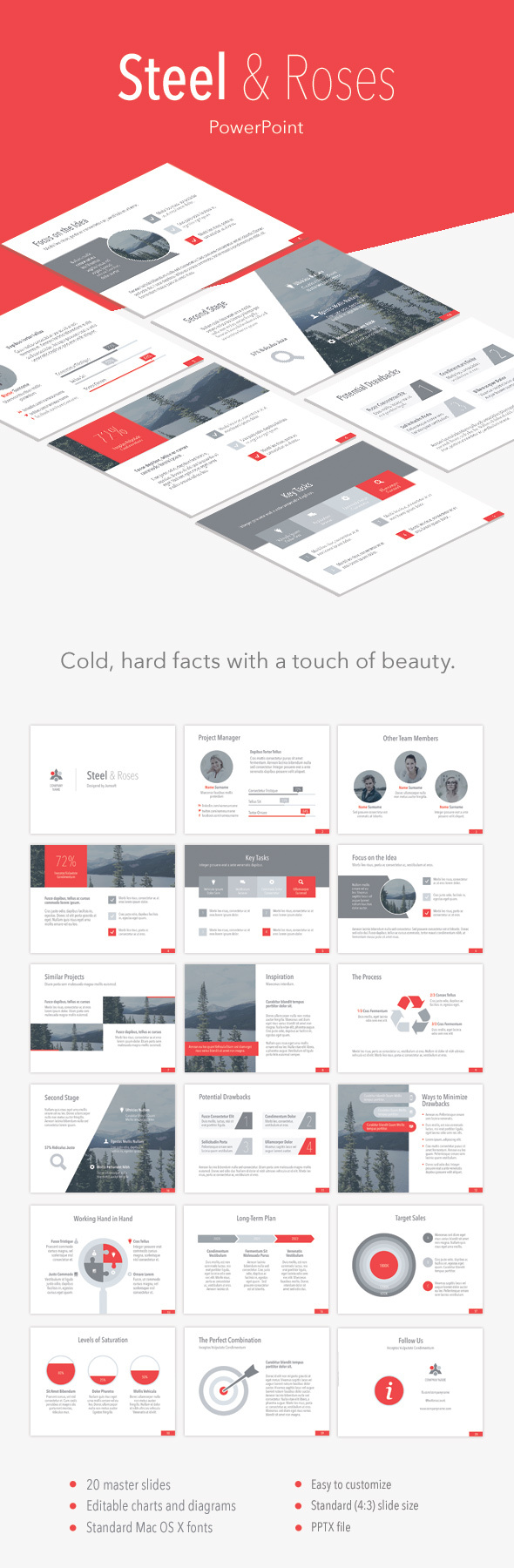 Steel & Roses PowerPoint Template - PowerPoint Templates Presentation Templates
