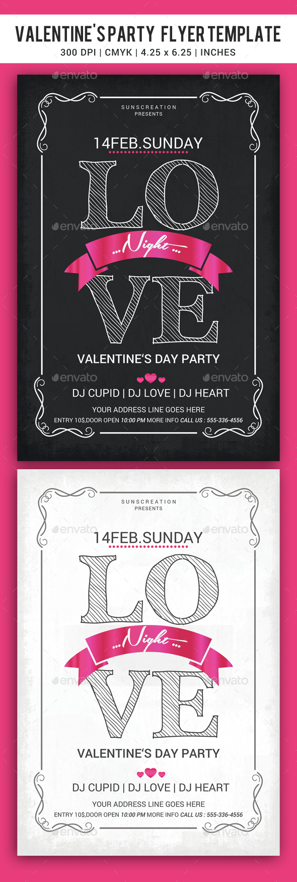 Valentine's Day Party Flyer Template - Clubs & Parties Events