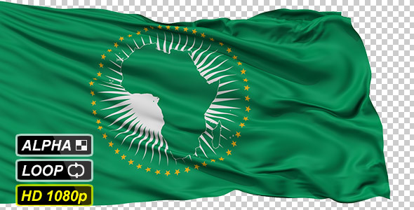 Isolated Waving National Flag of African Union alt