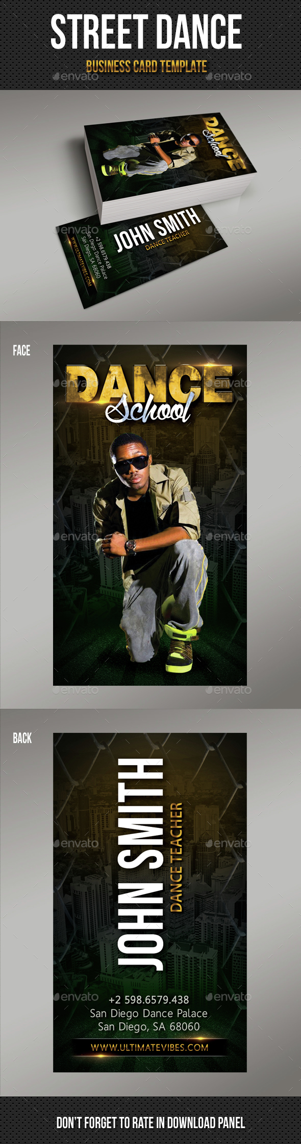 Street Dance School Business Card 02 - Industry Specific Business Cards
