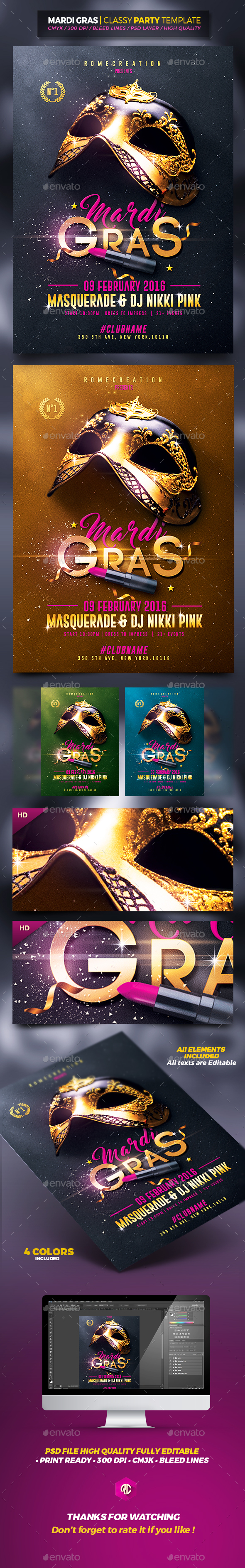 Mardi Gras | Classy Flyer Template - Events Flyers