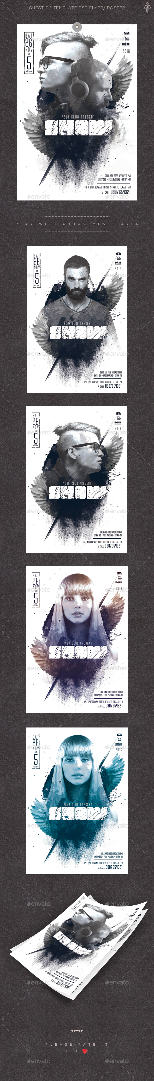 Guest DJ Template PSD Flyer/ Poster - Clubs & Parties Events