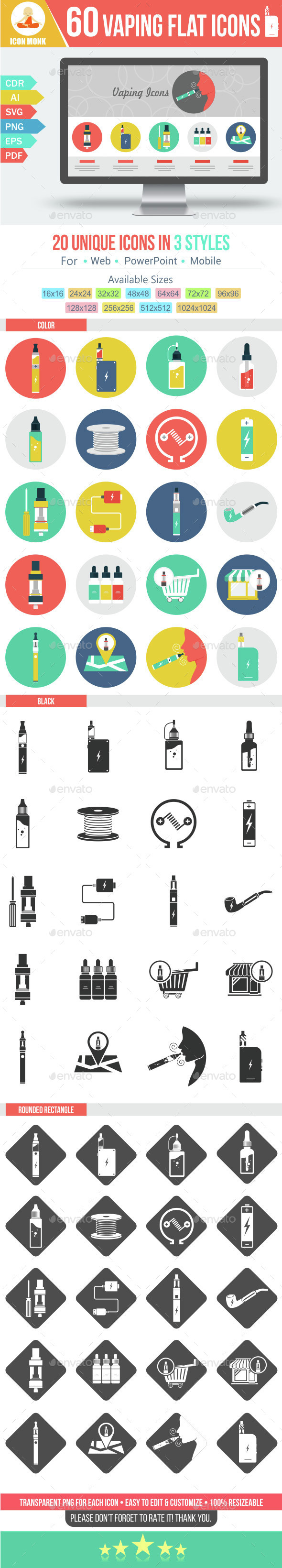 60 Vaping flat icon - Objects Icons