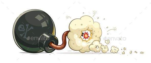 Bomb with Burn Fuse - Vectors