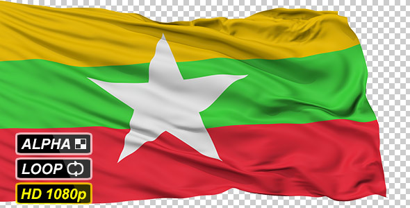 Isolated Waving National Flag of Myanmar by fckncg | VideoHive