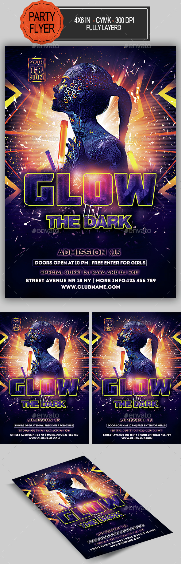 Glow In The Dark Party Flyer - Clubs & Parties Events