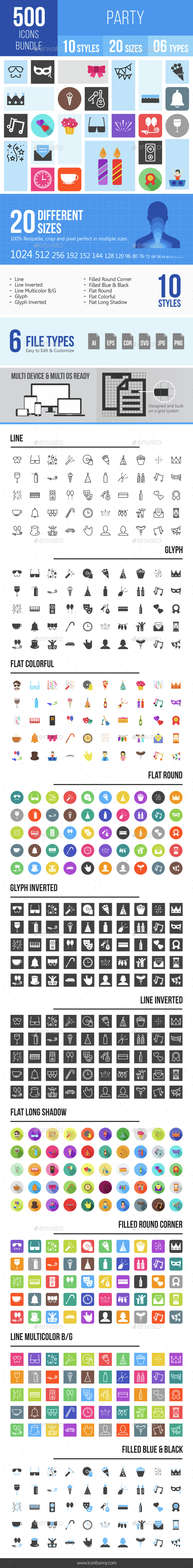 500 Party Icons Bundle - Icons