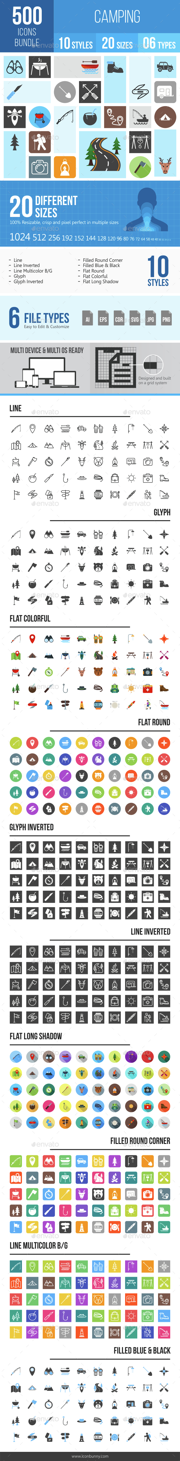 500 Camping Icons Bundle - Icons