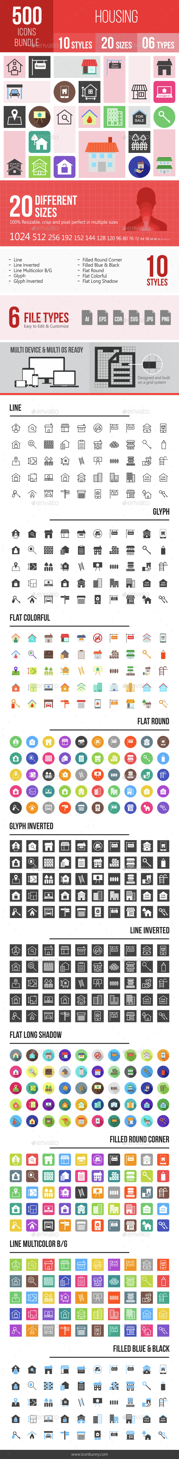 500 Housing Icons Bundle - Icons