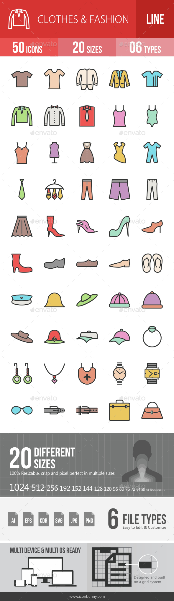 Clothes & Fashion Filled Line Icons - Icons