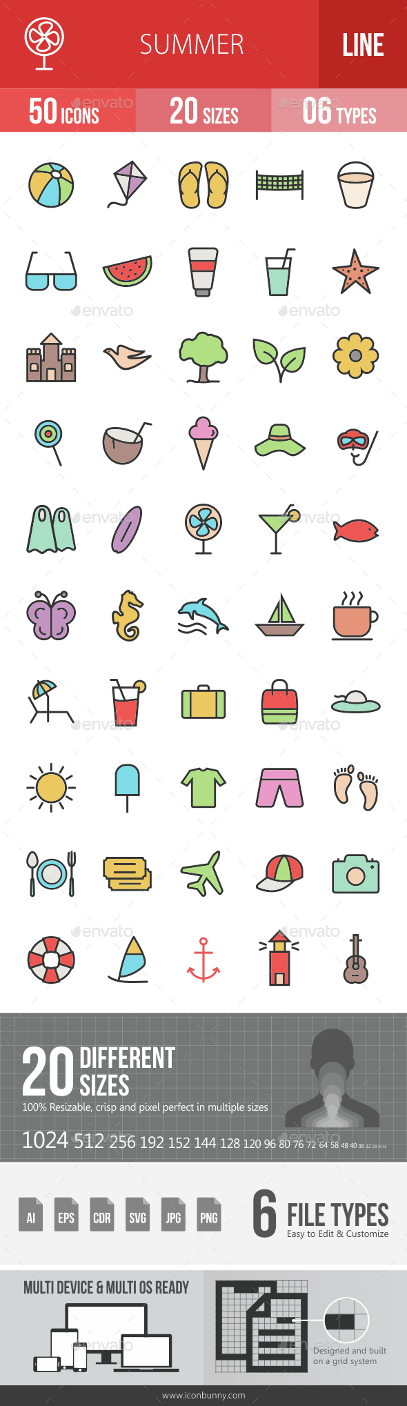 Summer Filled Line Icons - Icons