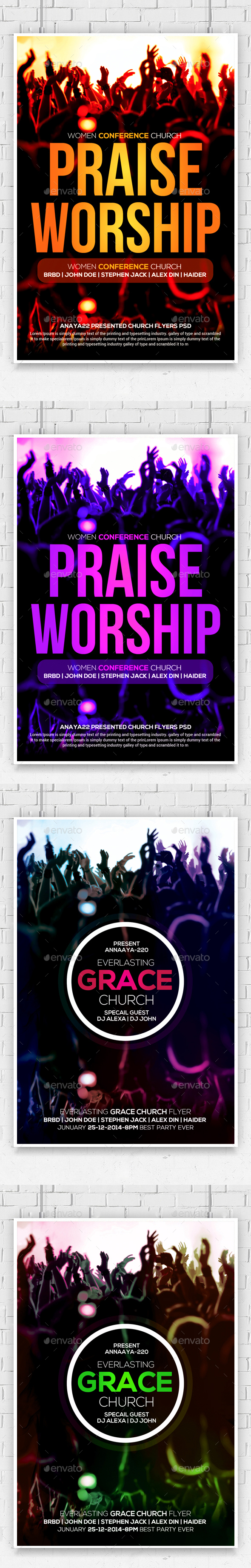 Praise And Worship Church Flyers Bundle - Church Flyers