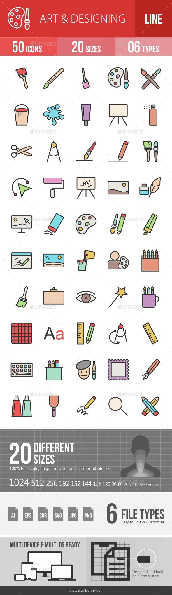 Art & Designing Filled Line Icons - Icons