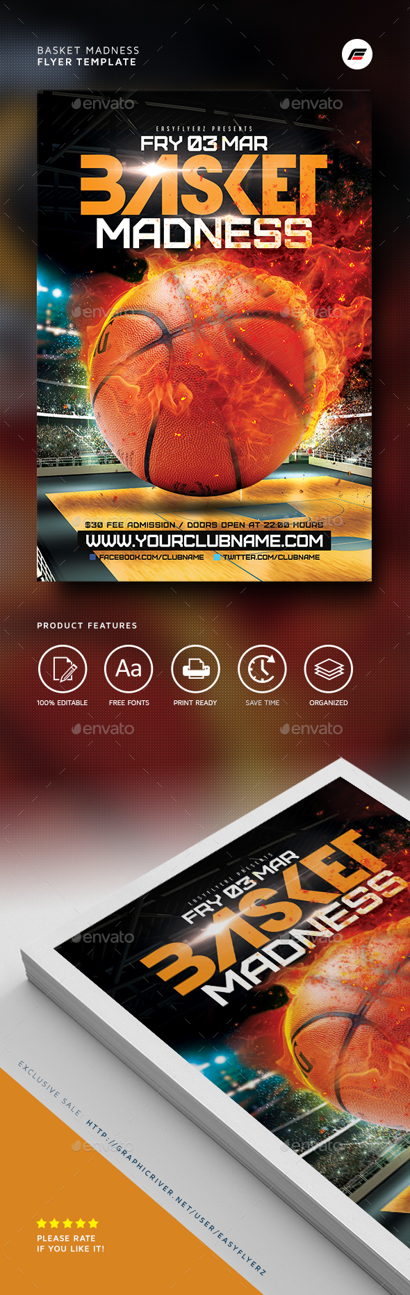 Basket Madness Flyer Template - Sports Events