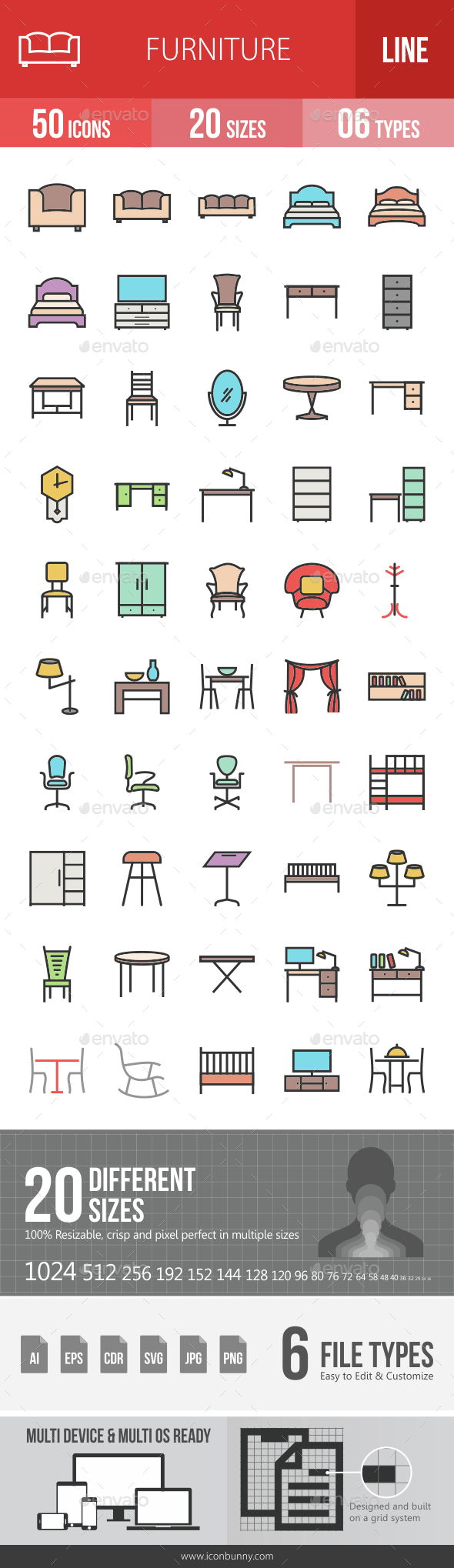 Furniture Filled Line Icons - Icons