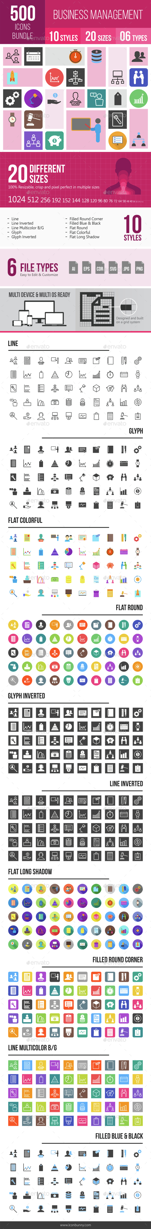 500 Business Management Icons Bundle - Icons