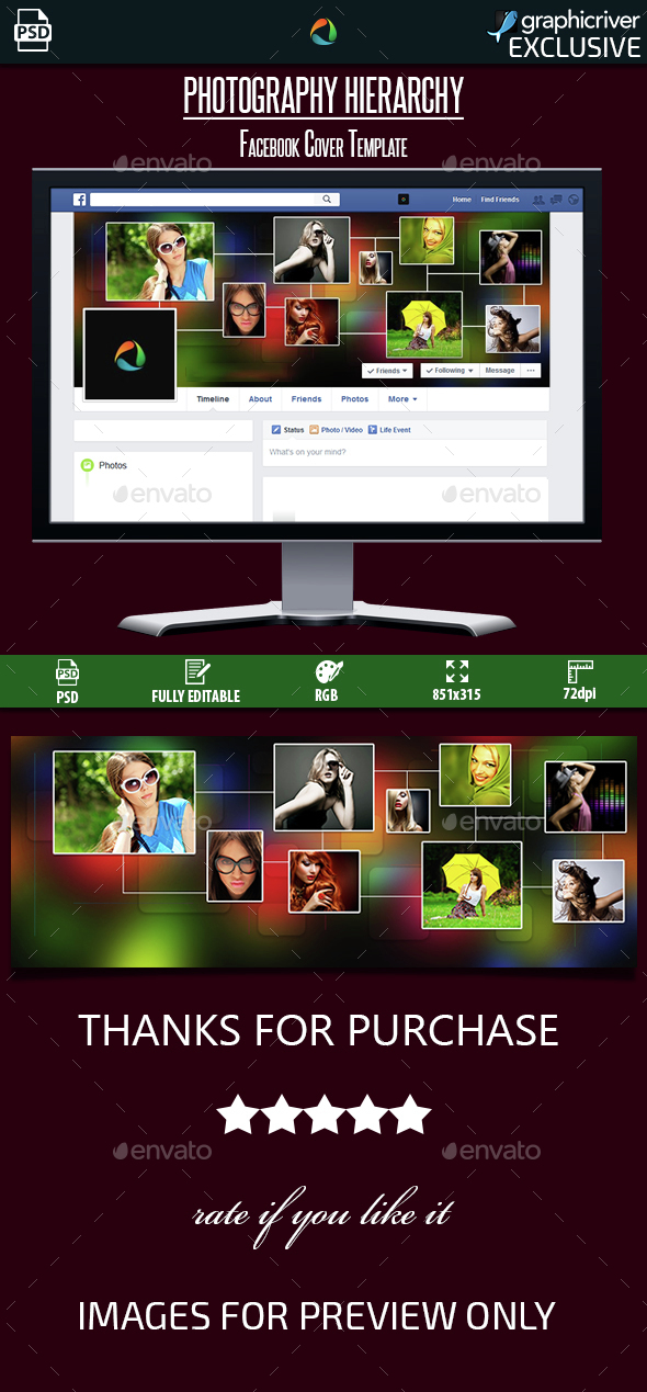 Photography Hierarchy Facebook Cover Template - Facebook Timeline Covers Social Media