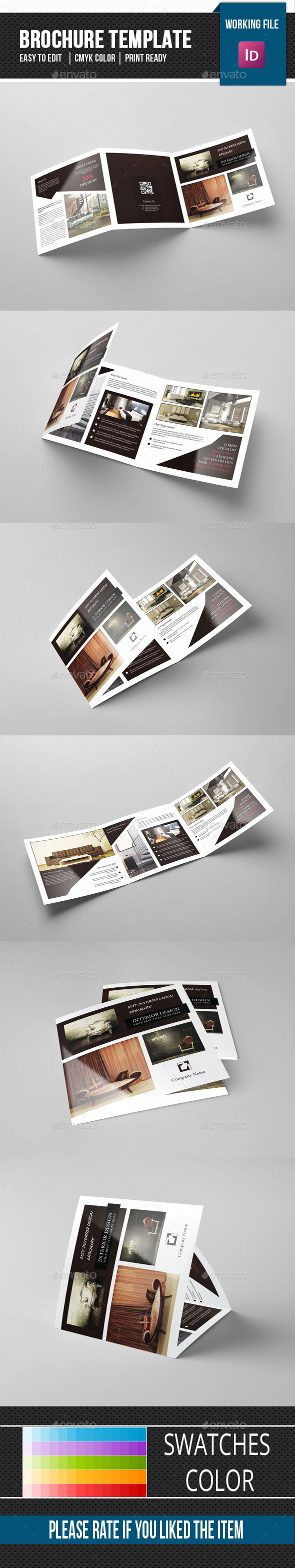 Square Trifold Brochure for Interior Design-V82 - Corporate Brochures