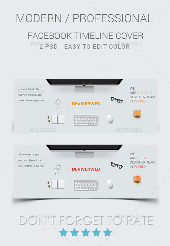 Professional Facebook Timeline Cover - Social Media Web Elements