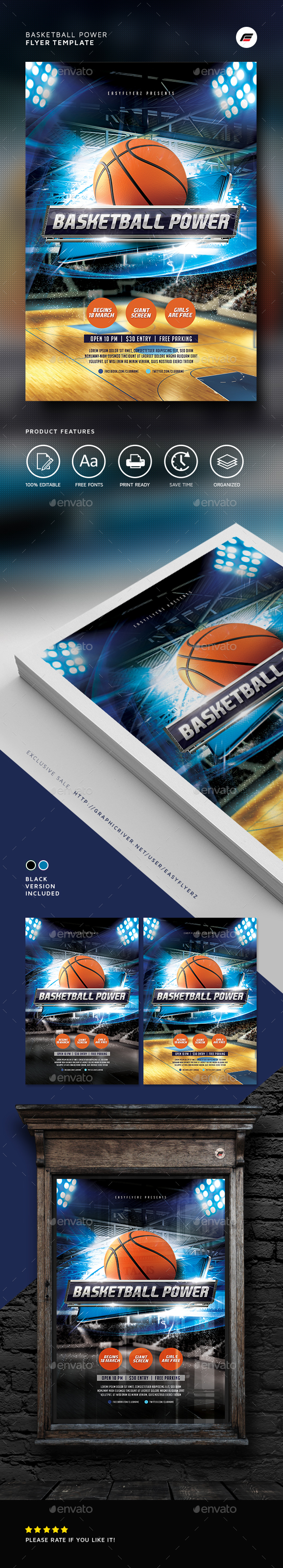 Basketball Power Flyer Template - Sports Events