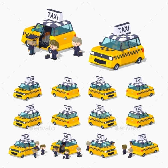 Taxi Hatchback with Passengers - Man-made Objects Objects
