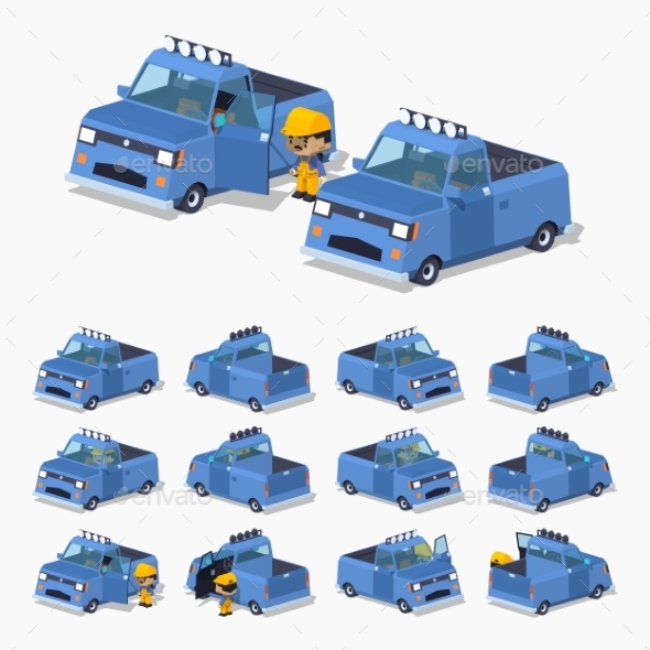 Blue Pickup Truck - Man-made Objects Objects