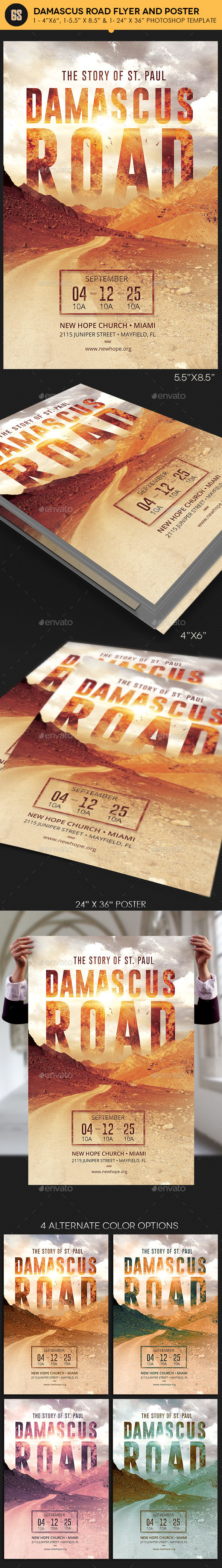 Damascus Road Flyer Poster Template - Church Flyers