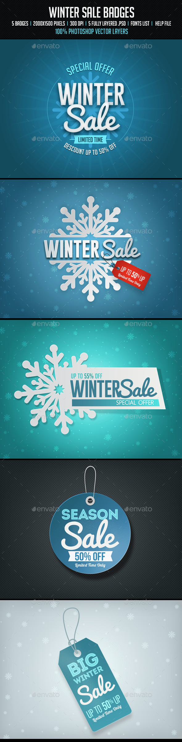 Winter Sale Badges - Badges & Stickers Web Elements