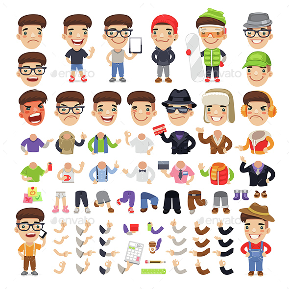 Casually Dressed Cartoon Character - People Characters