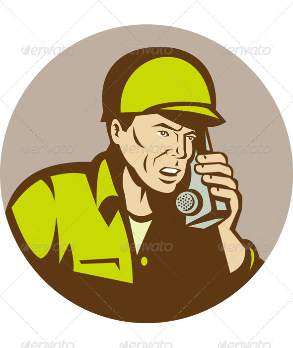 American World War Two Soldier Talking On Radio - People Characters