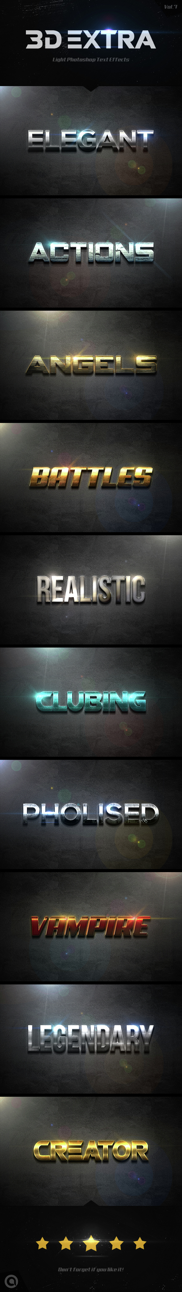 3D Extra Light Text Effects Vol.7 - Styles Photoshop