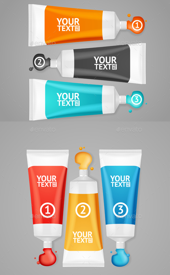Colorful Paint Tubes Set Menu Banners Option - Concepts Business