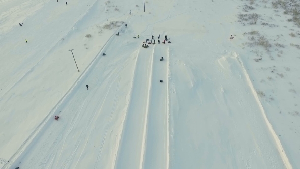 Flight Above Tne Snow Tubing Track.