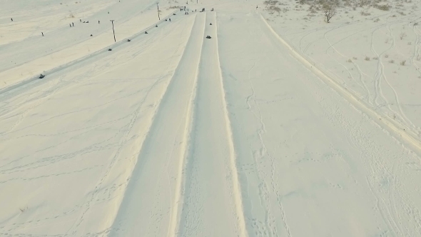 Flight Above Tne Snow Tubing Track.